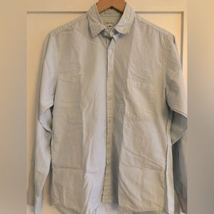 Steven Alan Reverse Seam Button Down - Pale sea green / white stripe